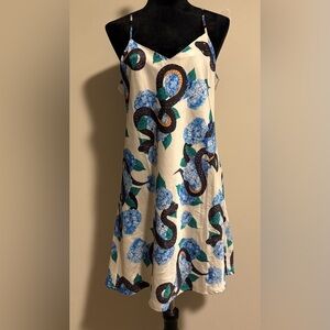 NWT ARLO Blue and White Floral Snake Slip Dress size medium